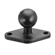 The Diamond-Shaped Metal 25mm Ball to 2-Hole AMPS Compatible Adapter features a metal mount with two screw holes for attachment, designed for ball-and-socket mounting systems.