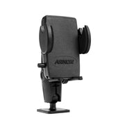 Drill-Base Mega Grip™ Phone Mount for iPhone, Galaxy, Note, and more features black adjustable padded grips, a 4-hole AMPS base, and rectangular upright design with ARKON embossed on the front against a white background.