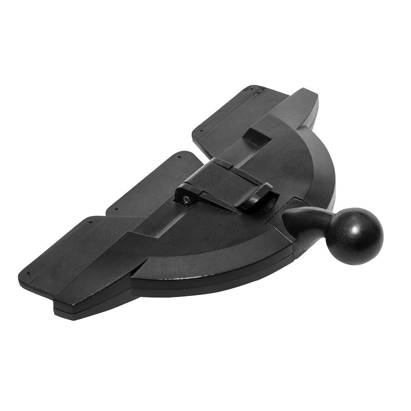 Black plastic GPS CD Slot Mount Holder for Garmin GPS, featuring a simple, precise design—its rounded handle and sturdy support are reminiscent of streamlined vegetable slicers or 17mm ball adapters.
