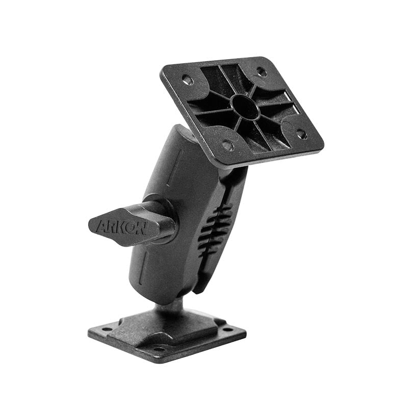 The Heavy-Duty Car or Wall Mount features a 4 adjustable swivel arm and rectangular base, ideal for mounting cameras, GPS, satellite radios, or video cameras to flat surfaces with a 4-Hole AMPS pattern.