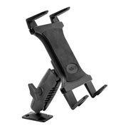 The Slim-Grip® Tablet Holder with Drill Base Mount is a black adjustable holder with an angled arm and top/bottom clamps to secure your device; it’s AMPS compatible for versatile tablet or phone mounting.