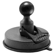 An 80mm windshield sticky suction base with a 25mm ball, made of black metal and featuring a round handle and lever for secure attachment.