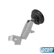 The 85mm Windshield Suction Base to 25mm Ball, a black and gray adjustable car mount, is displayed against a white background with the ARKON MOUNTS logo in the bottom right corner.