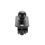 The Motorcycle or Bicycle Handlebar Mount - 25mm (1 inch) Ball Compatible is a black bracket with a rectangular base plate and single screw, designed to secure devices or accessories like a phone holder. Shown on a plain white background.