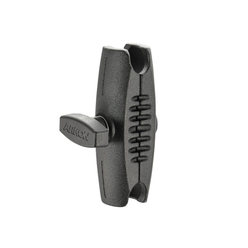 The Robust™ Series 3.75 inch Metal Shaft Arm is a double socket arm with 25mm compatibility and a center knob for secure ARKON Mounts adjustments, designed for custom mounting solutions. Grooved for grip, it features sockets at both ends for attachments.