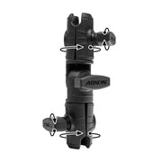 The OCTO™ Series 6 inch Ratcheting Swivel Shaft Arm features three rotating joints with labeled twist knobs and white arrows indicating rotation directions, making it perfect for custom mount solutions.