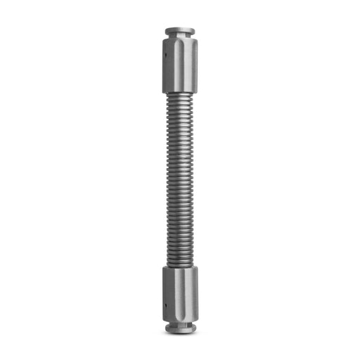The OCTO™ Series 8” Flexible Extension Pole, a metal helical spring rod with cylindrical metal ends and gooseneck flexibility, is shown standing vertically against a plain white background.