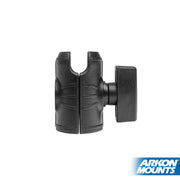 The OCTO™ Series Single 25mm (1) Ball Socket Arm with Octagon Button Socket, part of the Robust Mount Series, securely holds and adjusts devices. Shown on a white background with the ARKON MOUNTS logo in the bottom right corner.