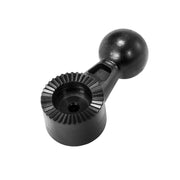 A black metal gear-shaped part with a round base, ridged edges, and solid spherical handle—shown on white background. This Replacement 22mm Mount Ball for Headrest Mounting Pedestal is compatible as an Arkon headrest mount substitute.