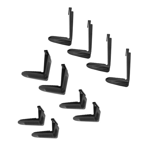 Eight black plastic Replacement Support Legs for the Slim-Grip® Universal Tablet Holder, featuring ridged surfaces, are arranged evenly in two rows on a white background.