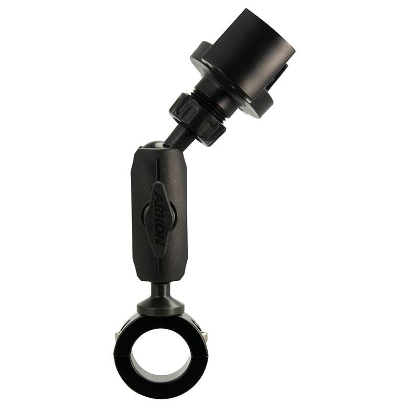 The RoadVise® Phone Holder with Aluminum Handlebar Mount features a 2.75 black adjustable shaft with a clamp and cylindrical end, ideal for securing phone holders or accessories to tubular surfaces.