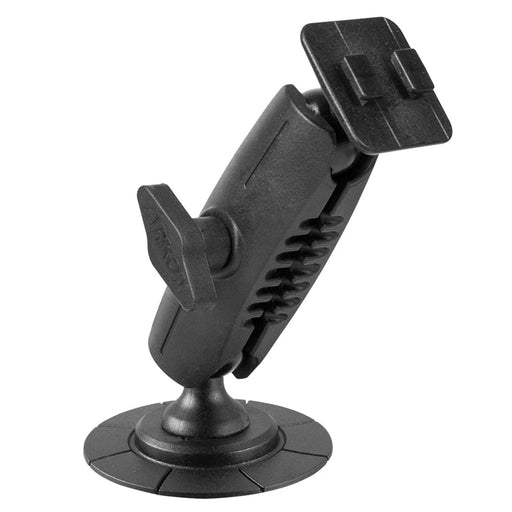 The Robust Car Dash or Flat Surface VHB Adhesive Mount securely holds your device with textured grips and an adjustable angled arm, making it ideal for curved dashboards. Features a knob for easy angle adjustment and strong adhesive base.