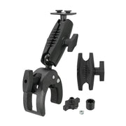 The Robust Clamp Mount with Security Knob - Dual T-Tab Compatible is displayed on a white background, showcasing its textured grip and knob—ideal for securely attaching your motorbike GPS.