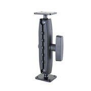 The Robust Heavy-Duty Metal AMPS Mount is a black adjustable shaft arm with a tightening knob, featuring square plates with screw holes at both ends for secure mounting of commercial devices to surfaces.