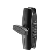Black plastic tensioner device with a rotating handle labeled ARTON and a grooved surface, used for tightening or securing cords, ropes, or cables; ideal as a custom mounting solution when paired with the ROBUST® 3.75 inch Metal Shaft Arm - 25mm compatible.