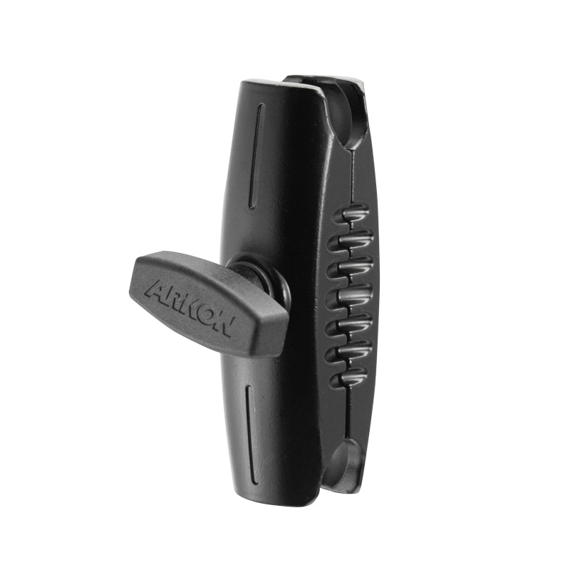Black plastic tensioner device with a rotating handle labeled ARTON and a grooved surface, used for tightening or securing cords, ropes, or cables; ideal as a custom mounting solution when paired with the ROBUST® 3.75 inch Metal Shaft Arm - 25mm compatible.