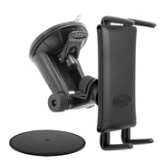 The Slim-Grip® Ultra Windshield or Dash Car Mount is a black, adjustable car phone holder with an Arkon logo, a round adhesive dashboard pad, and 360° rotation for flexible viewing. Also functions as a windshield phone mount.