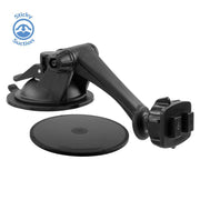 A Sticky Suction Windshield or Dash Mount with 3 Arm for Dual-T Holders and Magellan GPS is shown next to a round adhesive pad, featuring a sticky suction pedestal and a blue Sticky Suction label in the top left corner.