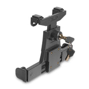The LockVise™ Locking Tablet Holder is a black, adjustable holder with a mounted key lock and two keys, designed to securely hold and lock your tablet in place—ideal for multiple applications.