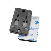 The Vertical Female Dual T-Slot to 4-Hole AMPS Adapter with 3M Adhesive Back is a black plastic mounting bracket, perfect for car dashboard mounts or quick-release setups. Includes adhesive pad labeled 3M PE FOAM.