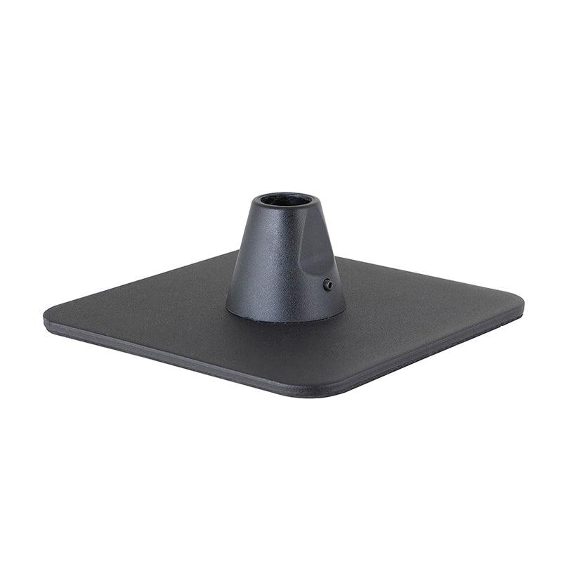 A black, square weighted base with a tapered cylindrical center mount designed to support an upright pole—ideal as the Weighted Base for Remarkable Creator Pro or a cookie decorating stand.
