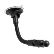 The Windshield Suction Car Mount with Gooseneck fits Garmin nuvi 40, 50, 200, 2013, 24x5, and 25x5 Series GPS and features a flexible arm and secure ball joint adapter for easy windshield attachment.